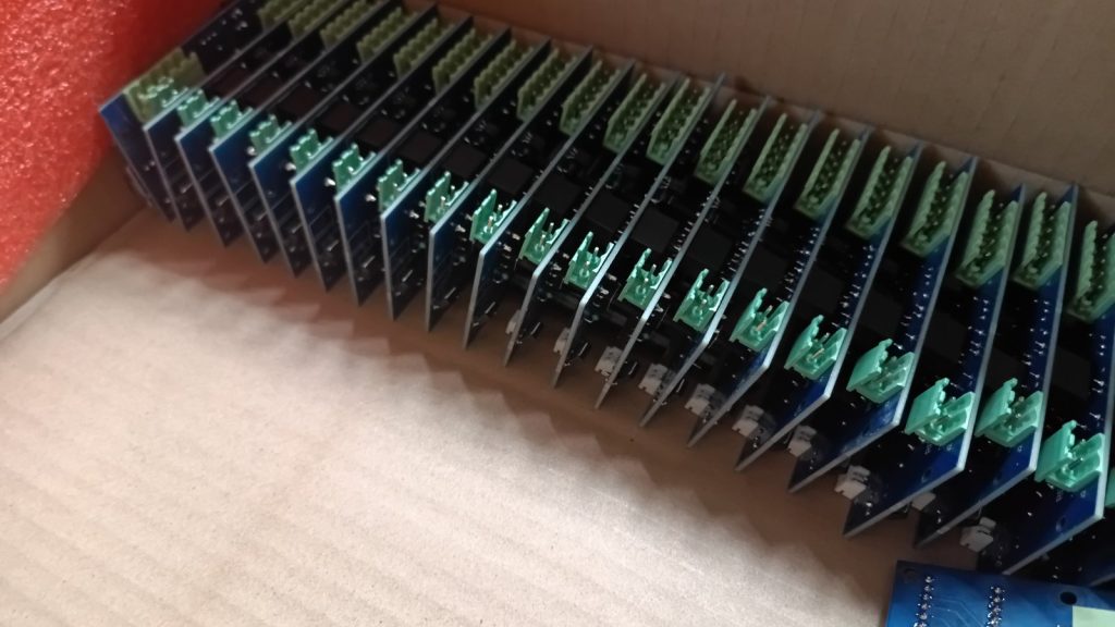 Batch of assembled PCBs prepared for delivery