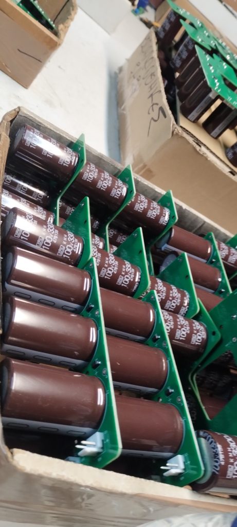 Batch of power boards with large electrolytic capacitors