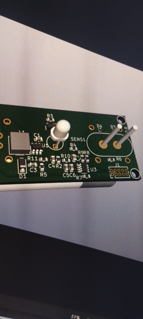 Assembled prototype sensor PCB