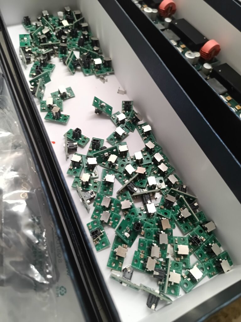 Small assembled PCBs in production